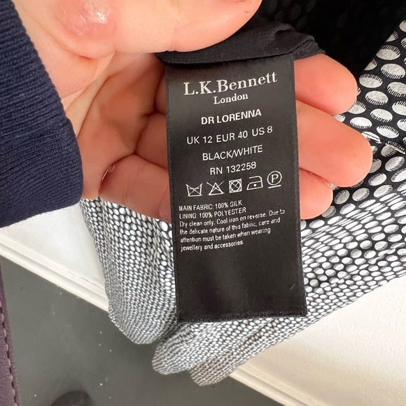 L.K.Bennet London Lorenna Silk Black / White Printed Jumpsuit Size 8 - Picture 5 of 6